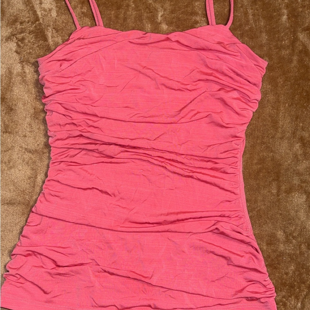 Coral Summer ruffle Ruched Tank Top y2k